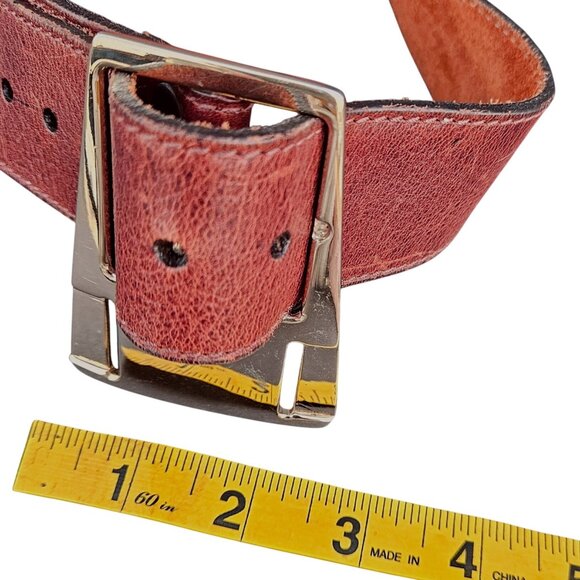 Vintage BRAVE Beltworks Belt Leather Brass Buckle Made in Canada 30 32 35 M - Picture 12 of 13